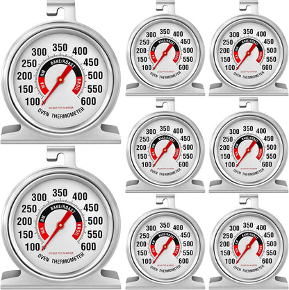 8 Pack Large Dial Oven Thermometer for Gas & Electric Oven, 100-600°F Oven Temperature Gauge Safety Leave, Easy-to-Read with Large Bright Numbers for Cooking Baking Grilling Smoker