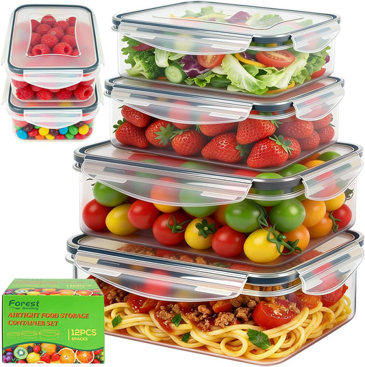 6 Pack Large Food Storage Containers with Lids (85oz/50oz/34oz) –BPA-Free Reusable Thicker Plastic Freezer Safe Storage Containers, Airtight & Leakproof Kitchen Meal Prep Containers for Food