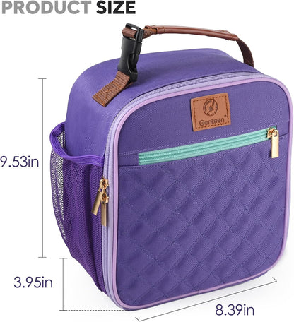Genteen Kids Lunch Box, Insulated Lunch Bag for Kids, Toddler, Girl, and Boy; Holds Lunch Box, Water Bottle, & Snacks; Easy-Clean Water-Resistant Fabric & Multiple Zippered Pockets (Yellow Blue)