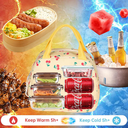 Lunch Bag for Women Men Girl,Large Cute Corduroy Lunch Tote Bags - Reusable Insulated Lunch Box for women with Handle, Leakproof WaterProof Design for Office, School, Work,Picnic.