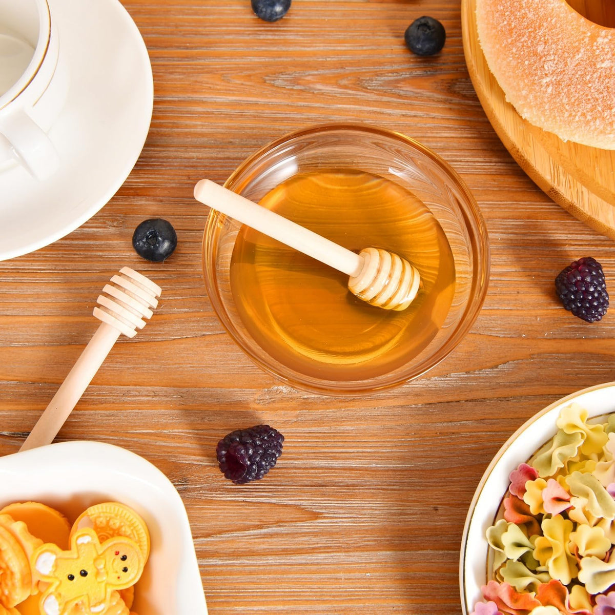 Wooden Honey Dipper Sticks, 3 Inch Honey Sticks Mini Honeycomb Sticks, Mini Honey Dipper Honey Stirrers for Honey Jar Dispense Drizzle Honey and Wedding Party Favors Gift