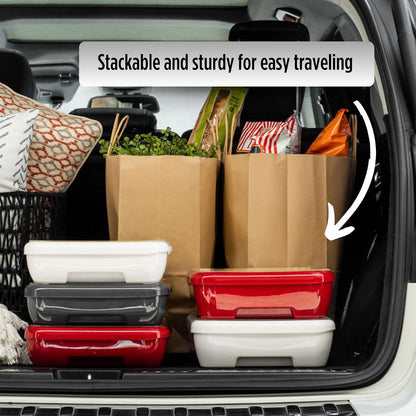 Fancy Panz Red Classic Aluminum Foil Pan Carrier with Secure Latch Lid - Reusable Casserole Carrier for Half Size Pans - Food Transport Holder for Potlucks, Parties, Tailgates & Entertaining