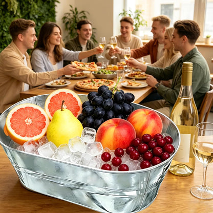 4 Pack 3 Gallon Galvanized Tub, Beverage Tub, Ice Buckets for Parties, Drink Buckets for Parties, Beverage Tubs for Parties, Metal Ice Tub with Handle for Beer Wine Cooling, Mimosa Bar Supplie