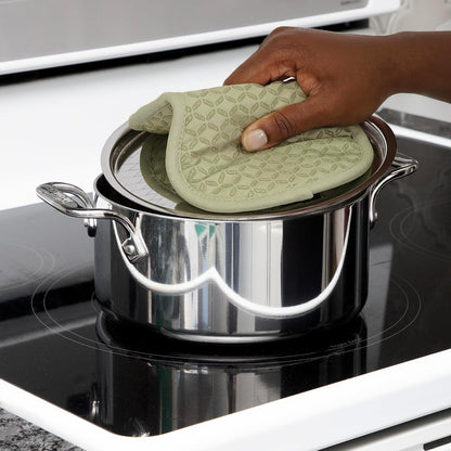 All-Clad Premium Pot Holder: Heat Resistant up to 500 Degrees - 100% Cotton, 10"x8" Hot Pad for Kitchen and Barbecue, 2-Pack, Indigo