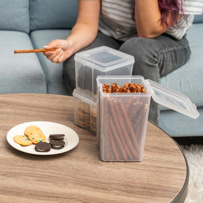IRIS USA Vertical Storage Bins with Lids |Made in USA| Flip Top Containers for Organizing Pantry, Office, Craft, and Study Supplies - Small (10-Pack)