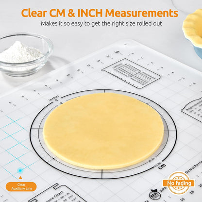 U-Taste Silicone Pastry Mat, Dough Rolling Baking Sheet, 28x20"/Transparent