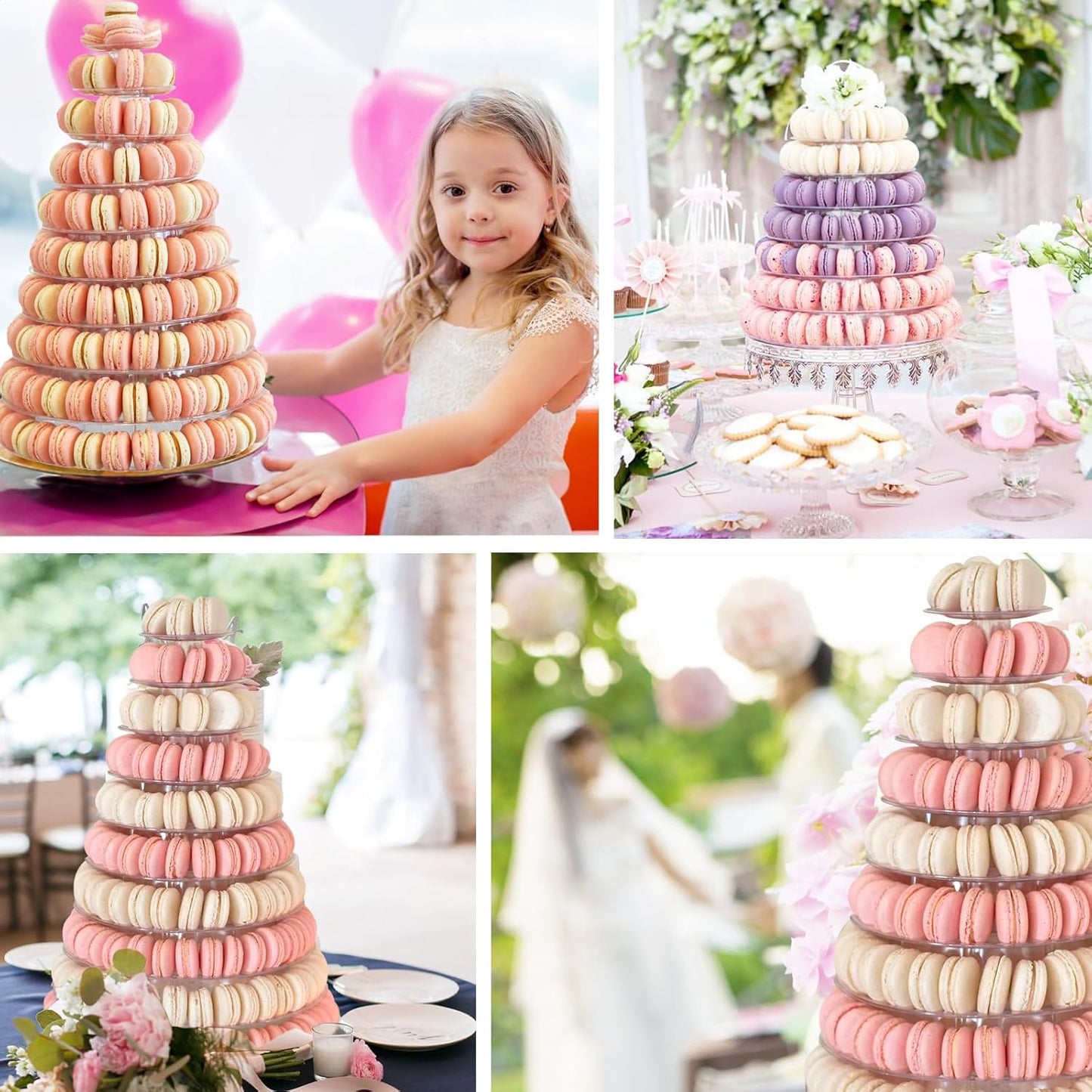3 Tiers Round Cupcake Stand, Acrylic Cake Tower Stand Holder Macaron Display Rack Cookie Candy Buffet Desserts Platter with Base for Baby Shower, Birthday Party, Wedding, Party (3-Tiers with Base)