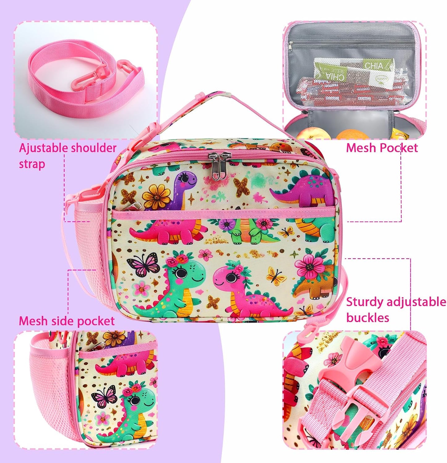 RLGPBON Kids Lunch Bag,Insulated Lunch Box for Girls,Lunch Bag Toddler Teen,School Daycare Cute Travel bags