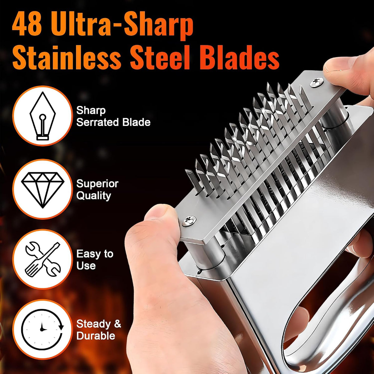 48-Blade Meat Tenderizer Tool, Stainless Steel Needle Meat Tenderizer