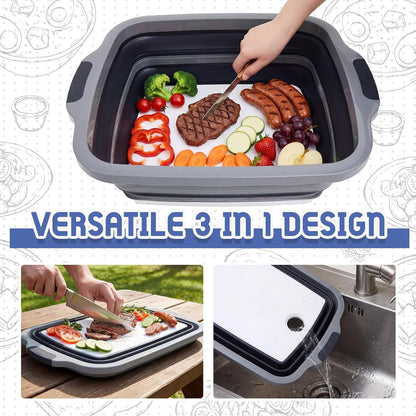 Funnymoom 2pcs Barbecue Prep Set Include Collapsible BBQ Prep Tub with Lid and Cutting Board(4.22 Gal/16l) BBQ Blanket for Resting Meat(21inch) Smoker Blanket Insulated(Black,Classic Style)