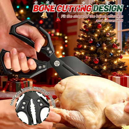 Multifunctional Heavy Duty Kitchen Shears,Kitchen Shears for Cutting Chicken,Kitchen Scissors for Food, Japanese High-Carbon Steel Culinary Poultry Shears, for Chicken,Meat,Fish,Bone Cutting(Silver)