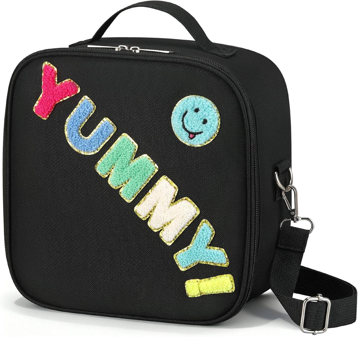 Kids Lunch Box for Kids Insulated Reusable Lunch Bag Tote Durable Children Leak-proof Lunchbox with Adjustable Shoulder Strap for School Daycare Travel Picnic (Navy - 3D Dinosaur)