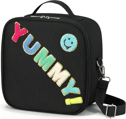 Kids Lunch Box for Kids Insulated Reusable Lunch Bag Tote Durable Children Leak-proof Lunchbox with Adjustable Shoulder Strap for School Daycare Travel Picnic (Navy - 3D Dinosaur)