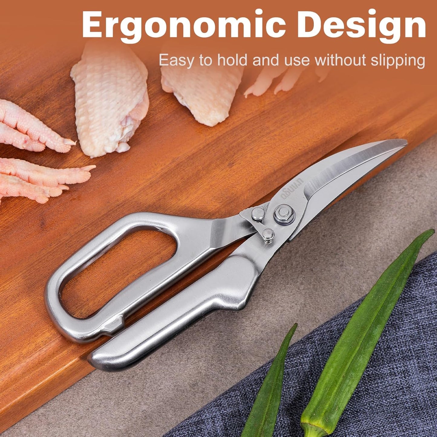 LIVINGO Kitchen Forged Shears Heavy Duty Come Apart Ultra Sharp Multi-function Stainless Steel Scissors Bottle Opener, Nut Cracker 8.5 inch