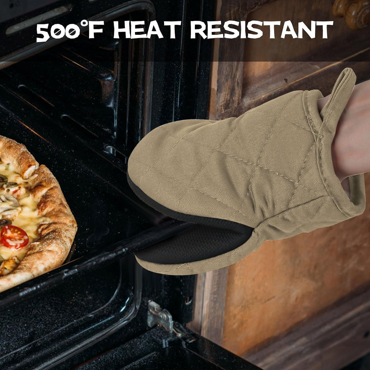 Goldmeet Mini Oven Mitts 2-Pack, 7"x5.5", 500°F Silicone Grip, Gray