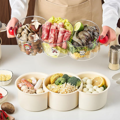 360° Rotating Fruit and Vegetable Storage Box, Vegetable and Fruit Plate, Double-Layered Storage with Water Drainage, nut Storage Box (8.27Inch)