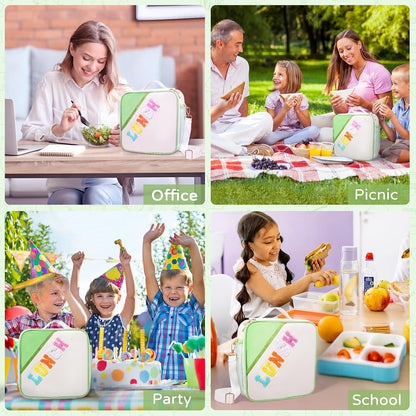 Nsrzua Lunch Bag Kids-Kids Insulated Lunch Bag with Adjustable Strap - Reusable Leakproof Lunch Box for Girls, Preppy School Lunch Tote for Travel, Picnic,School & Winter Camp