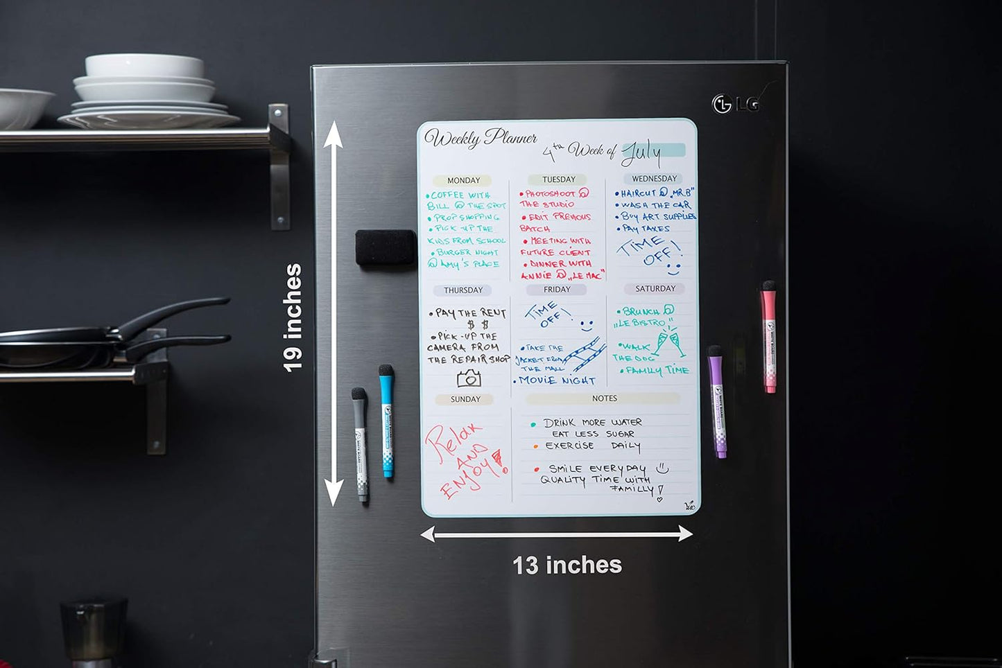17x12 inch Dry Erase Whiteboard - Magnetic Fridge Calendar - White Board Calendar for Refrigerator