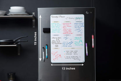 17x12 inch Dry Erase Whiteboard - Magnetic Fridge Calendar - White Board Calendar for Refrigerator