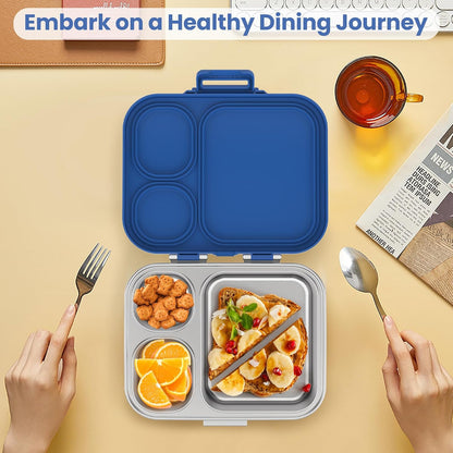 Pawtong Stainless Steel Bento Lunch Box for Kids | 3-Compartment Lunch Box Container Kids | 100% Leakproof, Eco-Friendly, Perfect Portion Control for Kids&Adult Healthy Meals (Purple)