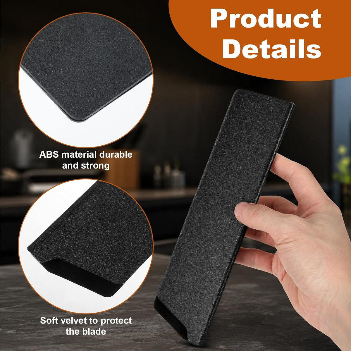 Universal Knife Sheath Cover 3 Pack, Black Chef Knife Guard Protector