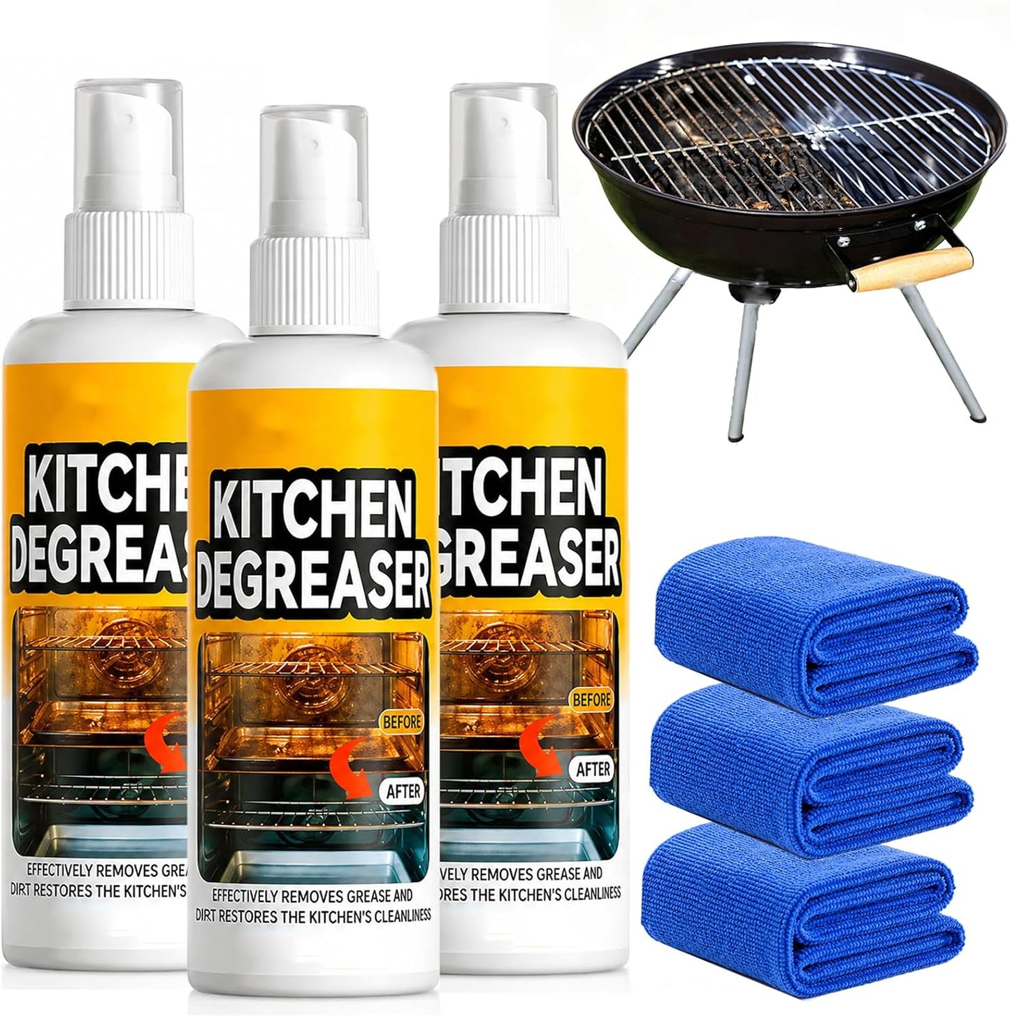 Apiastar Greasekiller Spray,4FL.OZ Greasekiller Spray Grill Cleaner,Greasekillers Bbq Sprays, Heavy Duty Grill Degreaser Sprays, for Outdoor Grill, Air fryer, Kitchen, Oven (1PCS)