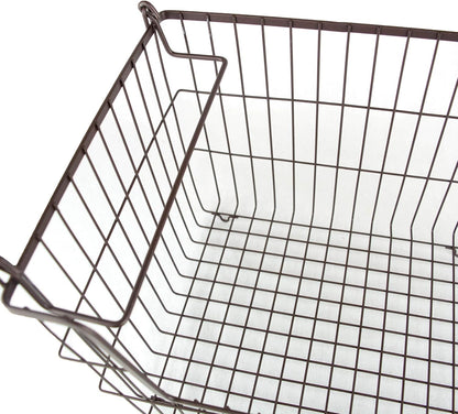 DII Metal Wire Mesh Stackable Utility Storage Bin, Small Round, 12x12x10", Bronze