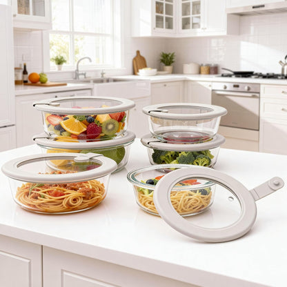 Glass Food Containers with Glass Lid, Microwave Safe Food Storage Container Set, 4 Pack of 35oz, Large Size Airtight Storage Set with Leak Proof Lids, Meal Prep Containers