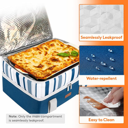 Lifewit Insulated Double Decker Casserole Carrier for Hot or Cold Food, Casserole Dish Carrying Case, Lasagna Holder for Potluck Parties, Picnic and Cookouts, Fits 9"x13" Baking Dish, Grey