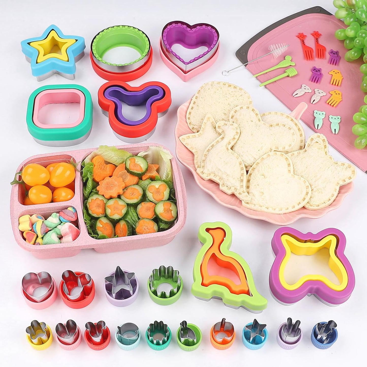 Sandwich Cutters for Kids Lunch, 25 Pcs Sandwich Cutter and Sealer Set, Uncrustable Sandwich Cutter for Lunch Box, Vegetable Fruit Cutter Shapes for Kids Bento Box