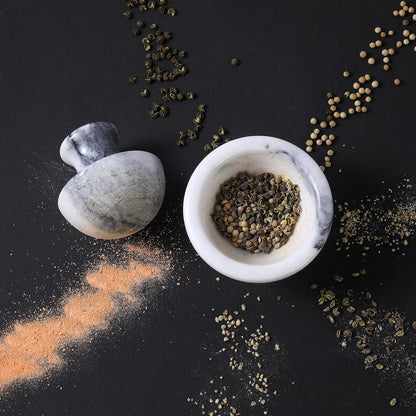 Marble Mortar and Pestle Set for Grinding Herbs Spice Pills Seeds Guacamole Garlic and Ginger Stone Grinder Seasoning Crusher Elegant and Cute Kitchen Tools