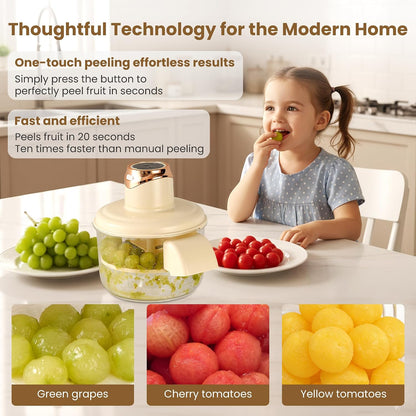 Automatic Electric Peeler Machine for Grapes, Garlic & Cherry Tomatoes - 20s Fast Skin Remover, Rechargeable & Easy to Clean for Home & Commercial Kitchen Use