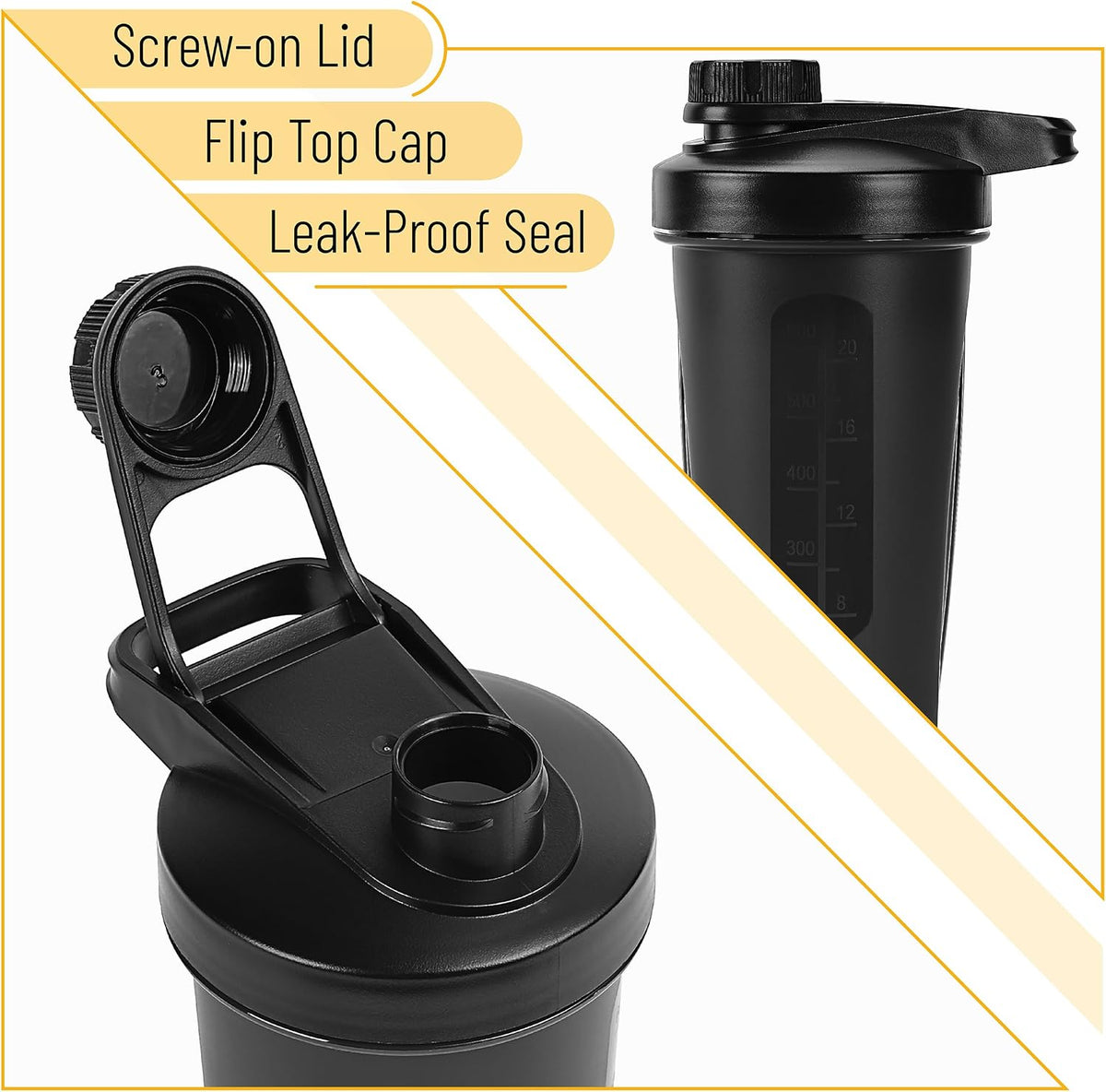 Mr. Pen- Shaker Bottles for Protein Mixes with Twist Cap, 28 oz