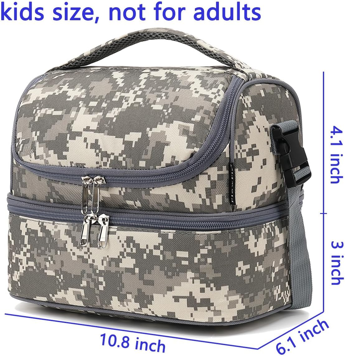 FlowFly Kids Double Decker Cooler Insulated Lunch Bag Large Tote for Boys, Girls, Men, Women, With Adjustable Strap, Unicorn