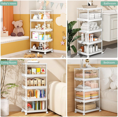 Kmiectse Clear Storage Bin with Lid 3 Pack 【Stackable & Sturdy】 Plastic Multifunctional Folding Storage Bins for Bedroom, Living Room, Study,Room, 23 QT Folding Box with Magnetic Door