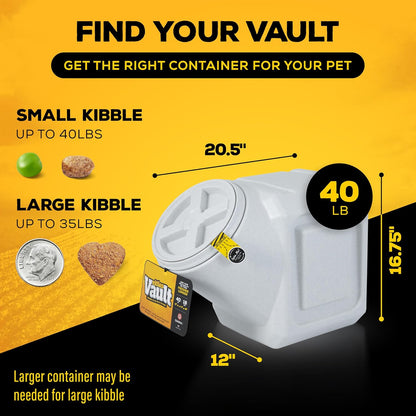 Vittles Vault Traditional Pet Food Storage Container For Dog Kibbles/Bird Seed/Oatmeal/Rice/Flour/Cereal, BPA Free Plastic, Sealed Airtight For Cat Food, Up To 50 lb, Made in USA, With Scoop, Gray