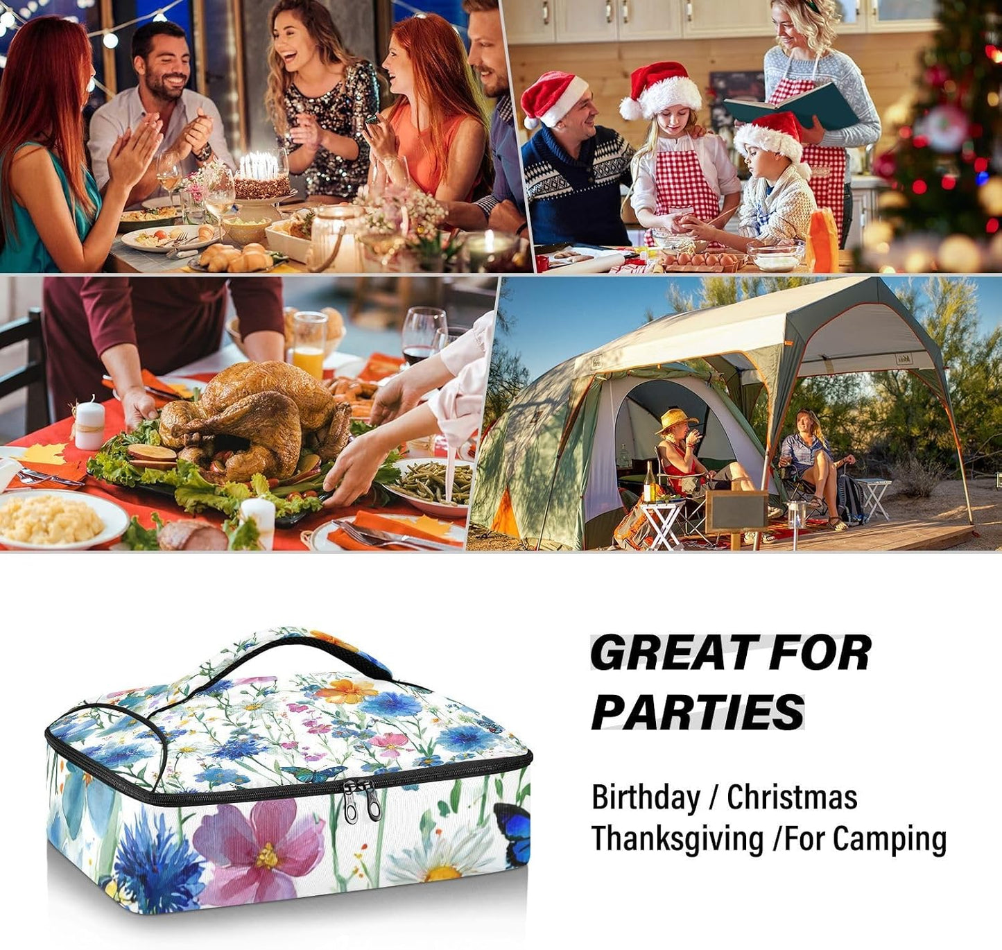Casserole Carriers for Hot or Cold Food Reusable Casserole Dish Carrier Insulated Thermal Large Capacity Durable Perfect for Party Camping Family Gatherings Yellow Fish - Colors A