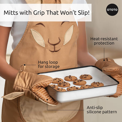 New - OTOTO Batlicious Oven Mitts and Pot Holders Sets - Heat Resistant Trivets for Hot Dishes, Cooking Goth Kitchen Decor, Cute Accessories, Pot Holders, Spooky Halloween Bat Moon Witchy Gifts