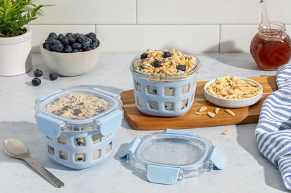 Ello Duraglass Glass Meal Prep Sets Leak-Proof Glass Food Storage Containers with Airtight BPA-Free Plastic Lids, Dishwasher, Microwave, and Freezer Safe
