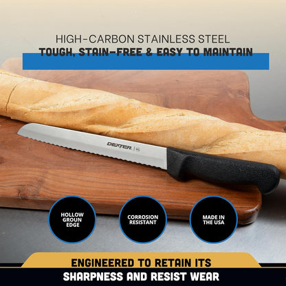 Dexter Russell P94803 BASICS 8" Scalloped Bread Knife, Serrated Blade