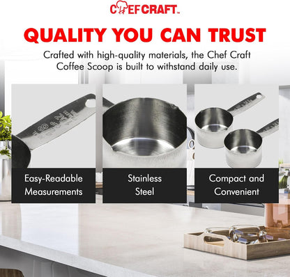 Chef Craft Select Coffee Measurer/Scoop, 4 inch, 2 tbsp, Stainless Steel