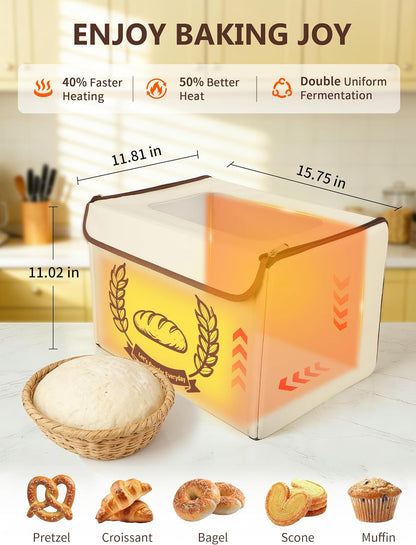 Folding Bread Proofing Box Dough Proofer, Electric Sourdough Warmer with 68-131°F Temp Control & 99H Timer