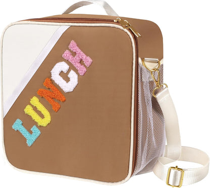 Nsrzua Lunch Bag Kids-Kids Insulated Lunch Bag with Adjustable Strap - Reusable Leakproof Lunch Box for Girls, Preppy School Lunch Tote for Travel, Picnic,School & Winter Camp