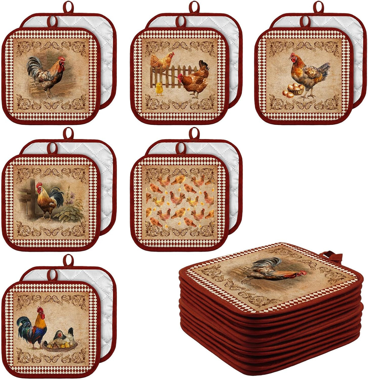 Bencailor 12 Pcs Christmas Wildflower Pot Holders with Pocket