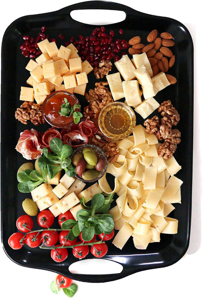 KAQAHIDO Large Melamine Serving Trays for Eating, 17.5’’ x 12’’ Serve Platter for Appetizer, Charcuterie, Food, Snack, Cupcakes, Dessert, BPA-Free, Dishwasher Safe Tray, Set of 2, White