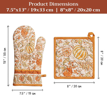 Maison d' Hermine 100% Cotton Oven Mitt & Pot Holder Set (7.5"x13" & 8"x8") - Colors C