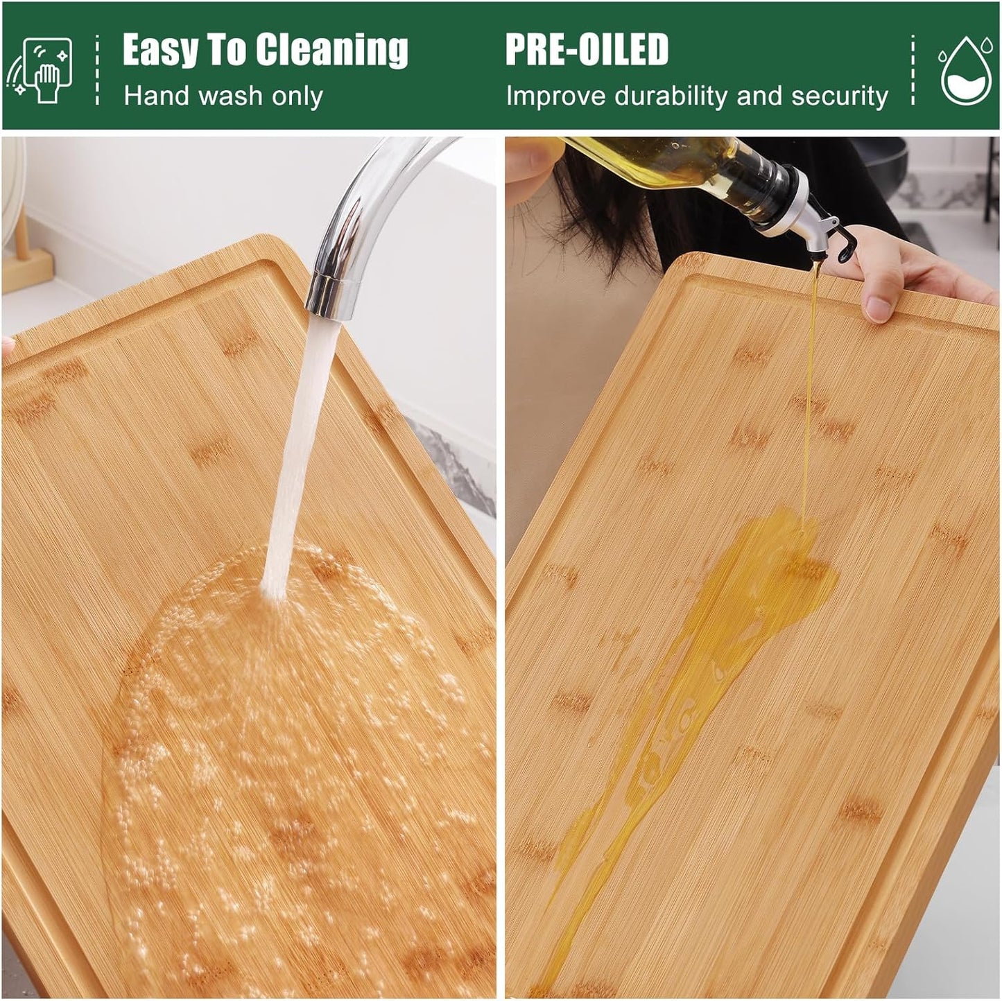 Homaxy Extra Large Bamboo Cutting Boards for Kitchen, 18x12.5" Wood XL Cutting Board with Juice Groove, Butcher Block Wooden Chopping Board for Kitchen, Meat, Cheese, Fruit & Vegetables - Pre Oiled