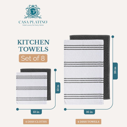 Casa Platino Potholders for Kitchens, 8-Piece – 500°F Heat Resistant Oven Mitts and Pot Holders, Mini Oven Mitt with Silicone Grip, 2 Kitchen Towels & 2 Dish Cloths – Durable & Non-Slip – Canyon Rose