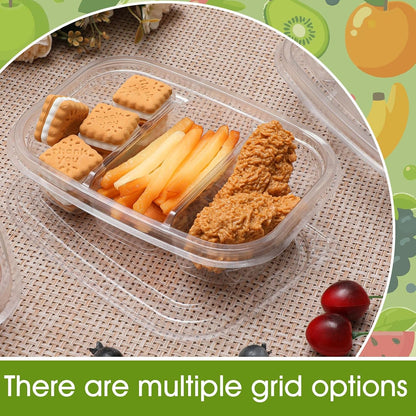 Chunful 36 Pcs 3 Compartment Transparent Snack Containers with Lids Disposable Bento Box Plastic Food Meal Prep Containers for Condiment Salad Dipping School Work Lunch
