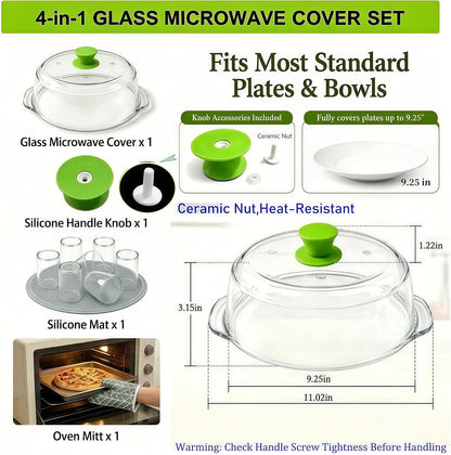Glass Microwave Splatter Cover for Food 10 inch, 4 Vents, Heat Resistant